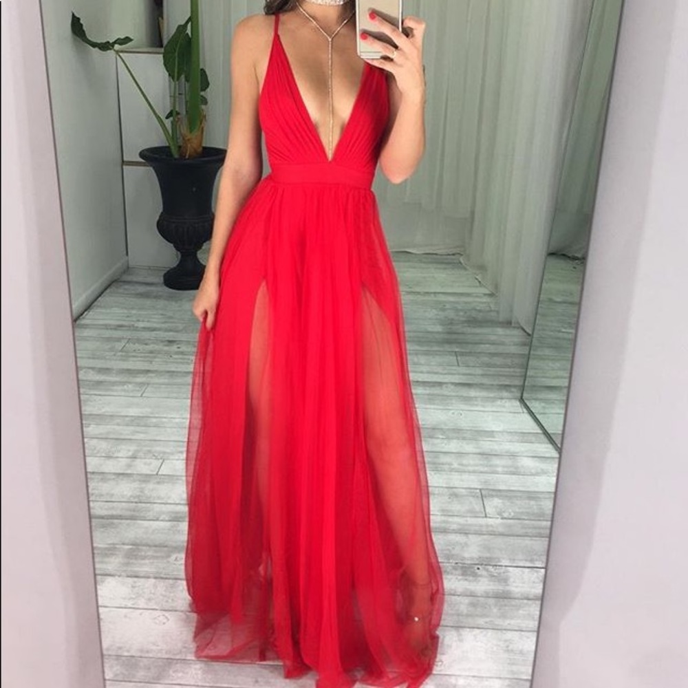 Red maxi dress